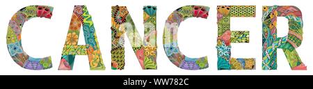 Dipinte a mano e art design. Disegnata a mano illustrazione il cancro parola per t-shirt e altre decorazioni Illustrazione Vettoriale