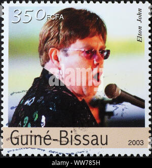 Elton John sul francobollo di Guinea Bissau Foto Stock