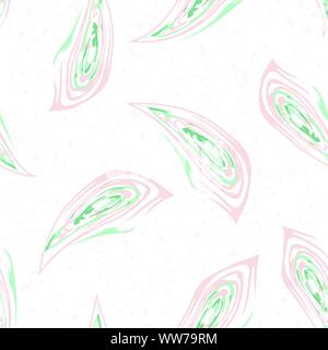Vector seamless pattern con abstract rosa pastello e teal lascia nella spazzolata pittorica di stile su terrazzo crema textured background. Ideale per Illustrazione Vettoriale