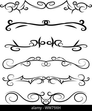 Calligrafica disegnata a mano gli elementi di design. Volute, linee e bordi. Illustrazione Vettoriale per arredamento e decorazioni di arte Illustrazione Vettoriale