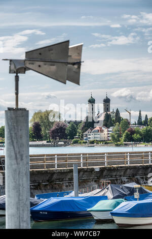 Friedrichshafen, Baden-WÃ¼rttemberg, Germania, vista panoramica sul lago di Costanza e la chiesa del castello, Foto Stock
