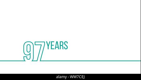 97 anni di anniversario o compleanno. Profilo lineare grafica. Può essere utilizzato per la stampa di materiali, brouchures, coperchi relazioni. Stock illustrazione vettoriale Illustrazione Vettoriale