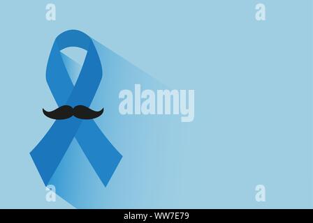 Il blu del cancro della prostata consapevolezza nastro vettore. In stile appartamento con lunghe ombre. Illustrazione Vettoriale