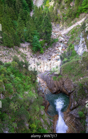 In Germania, in Baviera, AllgÃ¤u, FÃ¼ssen, vista dal MarienbrÃ¼cke nella PÍ¶llatschlucht Foto Stock