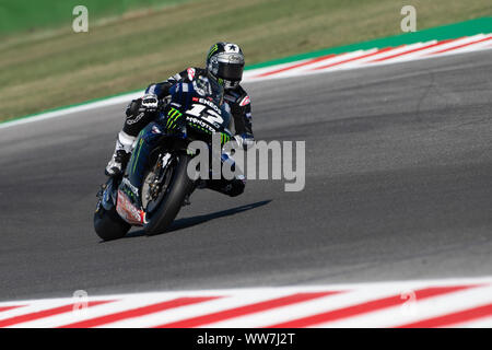 Misano, Italia. Xiii Sep, 2019. Maverick Vinales durante il venerdì libero pratiche in Misano World Circuit (foto di Lorenzo Di Cola/Pacific Stampa) Credito: Pacific Press Agency/Alamy Live News Foto Stock