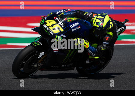 Misano, Italia. Xiii Sep, 2019. Valentino Rossi durante il venerdì libero pratiche in Misano World Circuit (foto di Lorenzo Di Cola/Pacific Stampa) Credito: Pacific Press Agency/Alamy Live News Foto Stock