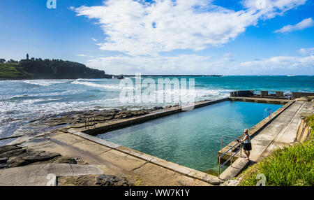 La piscina a Yamba spiaggia principale, Yamba, nel nord della regione dei fiumi, Nuovo Galles del Sud, Australia Foto Stock