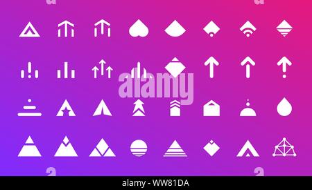 Scorrere verso l'alto l'icona del pulsante di spostamento superiore impostata. Applicazione e social network freccia di scorrimento Pictogram raccolta per storie design blogger app. Immagine dell'interfaccia dell'interfaccia utente di un blog vettoriale piatto e moderno gradiente Illustrazione Vettoriale