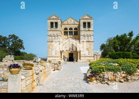 Chiesa della Trasfigurazione sul monte Tabor, Tavor Riserva di montagna, Bassa Galilea, distretto del Nord, Israele Foto Stock
