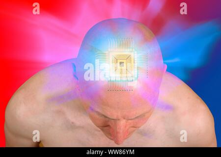Cervello di cyborg, immagine concettuale Foto Stock