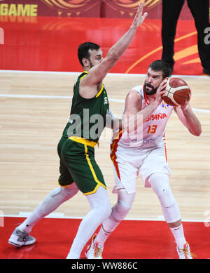 Marc Gasol (Spagna) vs. Australia. Pallacanestro FIBA World Cup Cina 2019, Semifinali Foto Stock