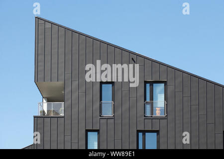 Moderno edificio residenziale a Harburger Schlossstrasse in Harburg, Amburgo, Germania, Europa Foto Stock