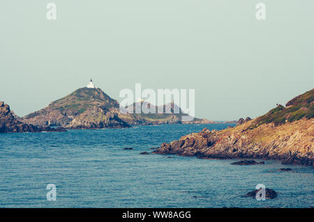 Isole Sanguinaire nei pressi di Ajaccio in Corsica nel mare mediterraneo, Francia Foto Stock