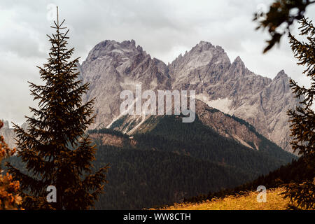 Autunno dorato nelle Dolomiti, Estate Indiana Foto Stock