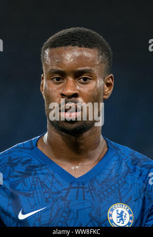 Londra, Regno Unito. Xiii Sep, 2019. Marc Guehi di Chelsea U23 durante la Premier League 2 match tra Chelsea U23 e Brighton & Hove Albion sotto 23 a Stamford Bridge, Londra, Inghilterra il 13 settembre 2019. Foto di Andy Rowland. Credito: prime immagini multimediali/Alamy Live News Foto Stock