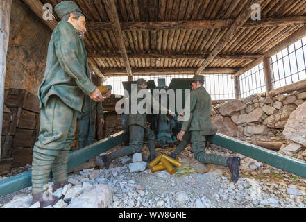 La Prima Guerra Mondiale il museo all'aperto presso le Cinque Torri vicino a Cortina d'Ampezzo, Belluno Dolomiti, Veneto, Italia Foto Stock