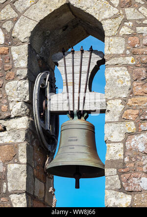 Campanile al Castello di Mont Orgueil, Gorey, Jersey, Isole del Canale. Foto Stock