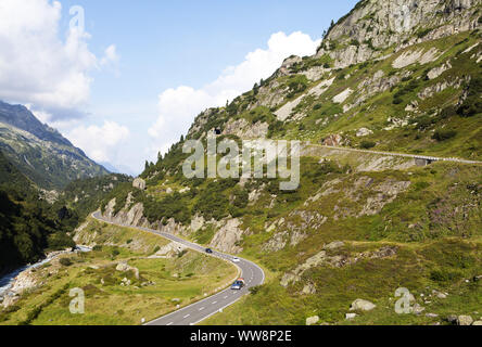 Strada a Susten Mountain Pass, Uri Alpi del Canton Berna, Svizzera Foto Stock
