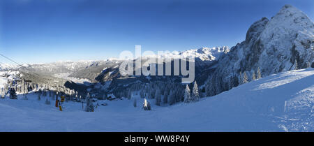 Area Zwieselalm nel Dachstein Ovest la regione sciistica, regione del Salzkammergut, Austria superiore, Austria Foto Stock