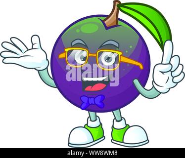 Geek mature star carattere Apple su sfondo bianco Illustrazione Vettoriale