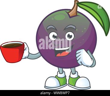 Bere in coppa mature star carattere Apple su sfondo bianco Illustrazione Vettoriale