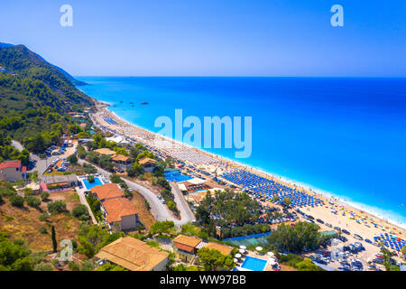 Famoso Kathisma spiaggia in Lefkada Island, Grecia. Foto Stock