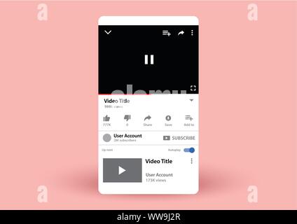 interfaccia utente di youtube Illustrazione Vettoriale
