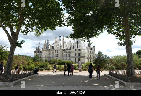 Chambord, Francia 30 luglio 2019: Chateau de Chambord nella Valle della Loira in Francia Foto Stock