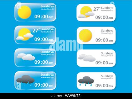 Illustrazione Vettoriale meteo set di interfaccia Illustrazione Vettoriale