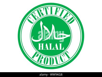 Illustrazione vettoriale di certificati di macellazione halal prodotto timbro Illustrazione Vettoriale
