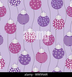 Bellissima seamless baubles di Natale modello di vettore di sfondo. Illustrazione Vettoriale