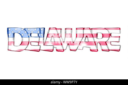 Delaware. Isolato di stato USA nomi con sfondo bianco Foto Stock