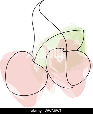 Singola linea continua il disegno di ciliegia per logo identità. Modern cherry berry una linea di design. Illustrazione Vettoriale Illustrazione Vettoriale