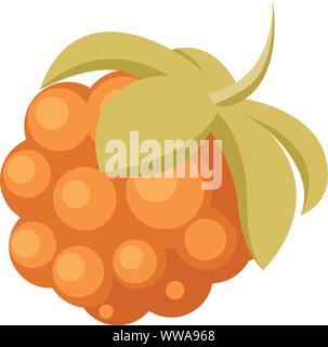 Cloudberry singolo con foglie icona. Illustrazione Vettoriale Illustrazione Vettoriale