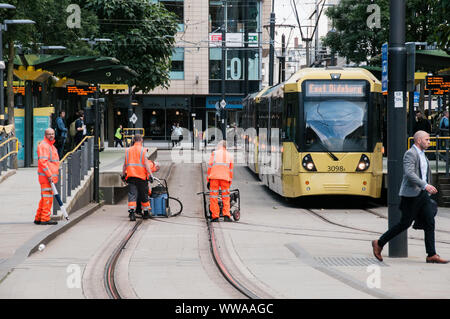 Intorno a Manchester Metrolink - Manutenzione Foto Stock