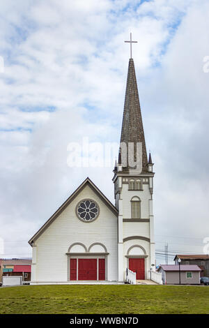 La vecchia San Giuseppe Sala della Chiesa Cattolica Romana sull'incudine Piazza della Città nel nome, Alaska. Foto Stock