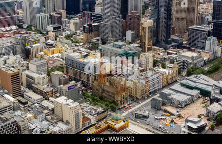 Vista aerea del centro cittadino di Melbourne, la capitale di Victoria, Australia Foto Stock