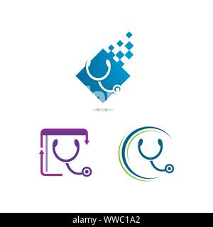 Set di medical logo design. Health care logo. Farmacia healthcare template vettoriale illustrazione. Illustrazione Vettoriale