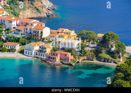 Assos village, l'isola di Cefalonia, Grecia Foto Stock