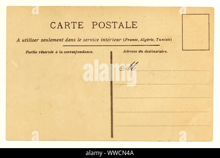 Retro della cartolina francese dell'inizio del 1900 dal 1903, non usato postalmente Francia Foto Stock