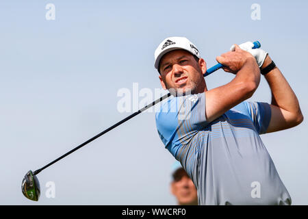 Badhoevedorp, Paesi Bassi. Xv Sep, 2019. BADHOEVEDORP, 15-09-2019, la International, Tour Europeo. Sergio Garcia durante la KLM olandese aperta 2019 intorno a quattro Credito: Pro scatti/Alamy Live News Foto Stock