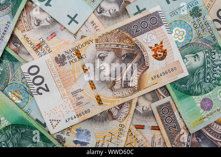 Duecento zloty polacco di banconote in valuta Foto Stock
