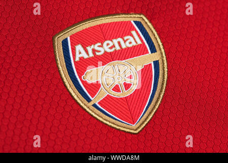 Close up di Arsenal x Adidas 19/20 Home Foto Stock