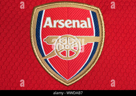 Close up di Arsenal x Adidas 19/20 Home Foto Stock