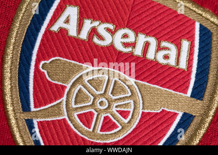 Close up di Arsenal x Adidas 19/20 Home Foto Stock