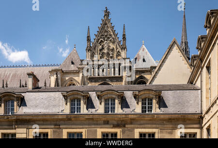 La cattedrale di Notre-dame de Reims, Francia. Foto Stock