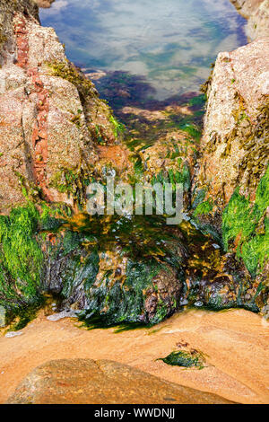 Un estate spiaggia di scena a Plemont Beach, Jersey, Isole del Canale Foto Stock