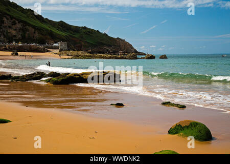 Un estate spiaggia di scena a Plemont Beach, Jersey, Isole del Canale Foto Stock