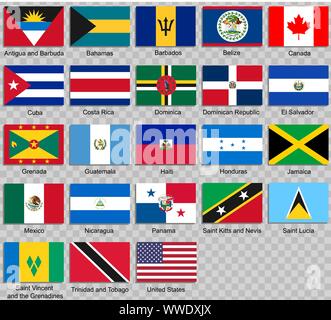 Tutte le bandiere del Nord America. Illustrazione Vettoriale Illustrazione Vettoriale