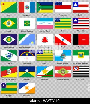 Set di icone. Bandiere degli Stati del Brasile Illustrazione Vettoriale